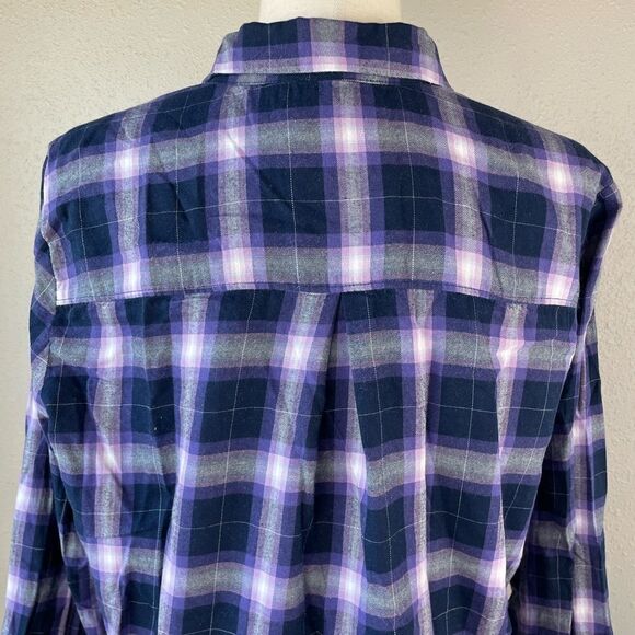 Sonoma Purple Plaid Button Down Flannel Shirt Size L - Picture 6 of 8